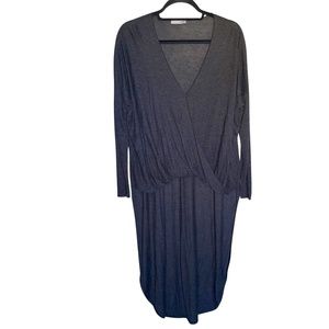 Zara Women's Dark Gray Long Sleeve Faux Wrap Hi Lo Crop Top Sz M